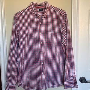 J. Crew Slim Fit Red, White and Blue Gingham Shirt